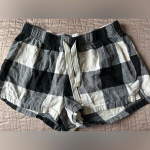 OLD NAVY flannel black white check pajama lounge shorts